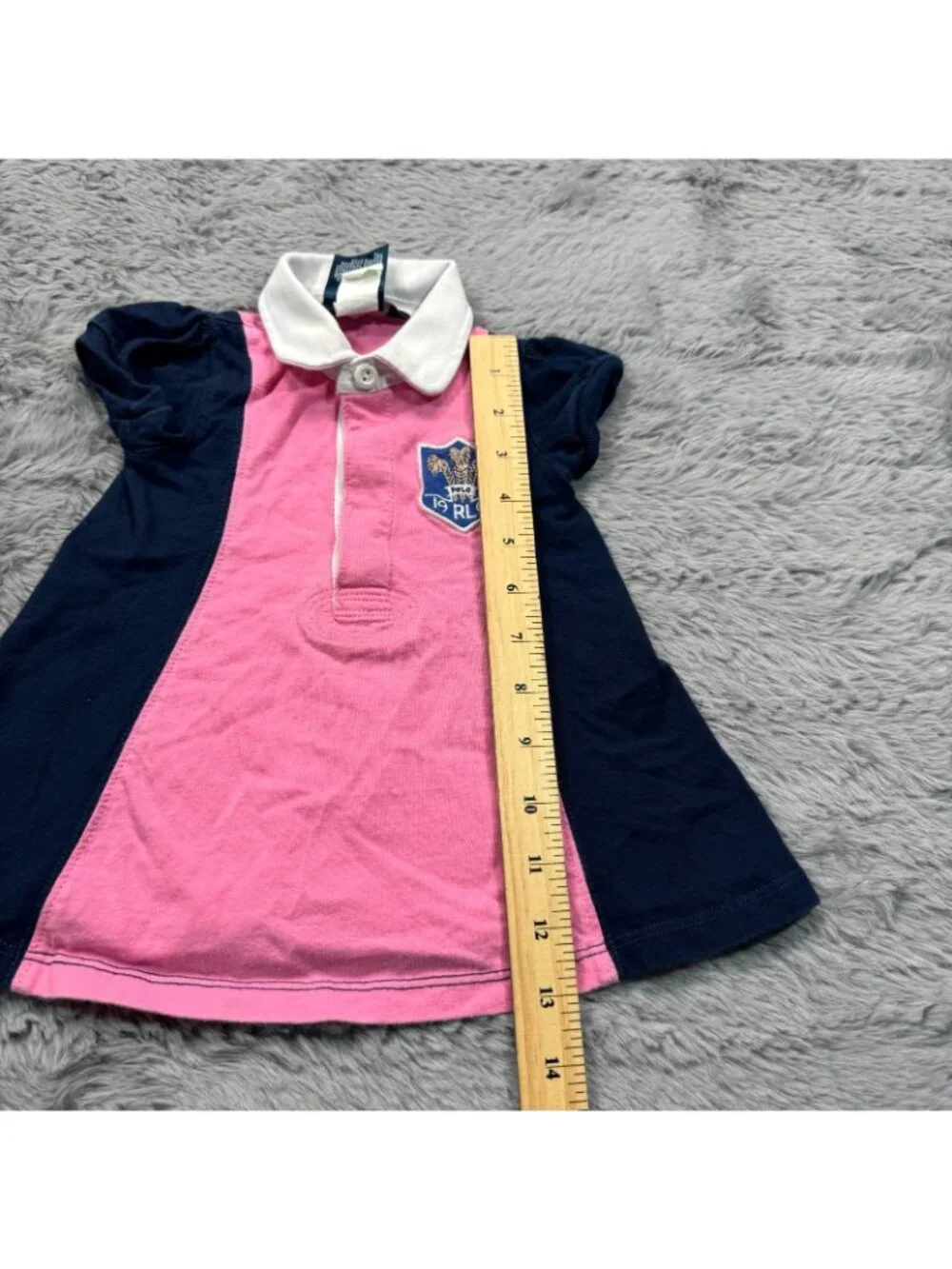 Ralph Lauren Dress Girls 6M Pink Cotton Colorblock Shirt Polo Collared Casual